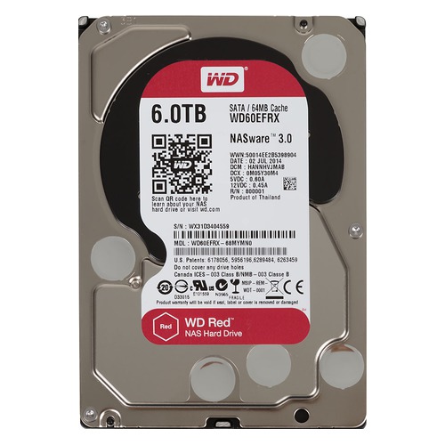 Жесткий диск WD Red WD60EFRX, 6Тб, HDD, SATA III, 3.5"