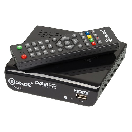 Ресивер DVB-T2 D-COLOR DC910HD, черный