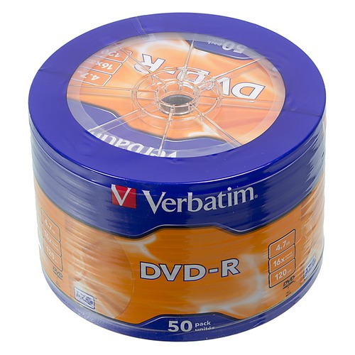 Оптический диск DVD-R VERBATIM 4.7Гб 16x, 50шт., 43731, cake box