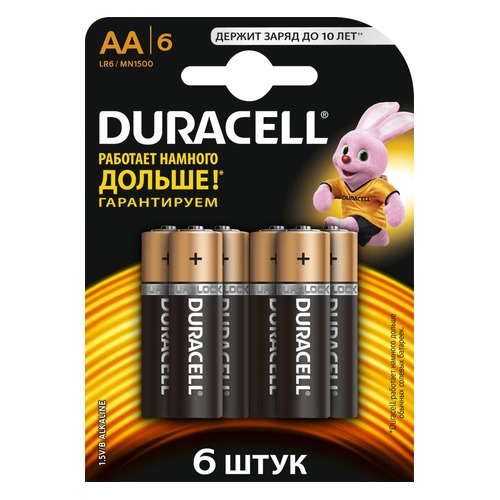 AA Батарейка DURACELL Basic LR6-6BL MN1500, 6 шт.