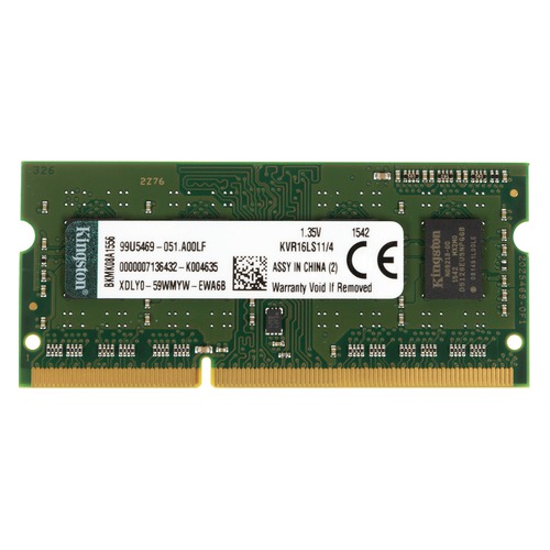 Модуль памяти KINGSTON VALUERAM KVR16LS11/4 DDR3L - 4Гб 1600, SO-DIMM, Ret