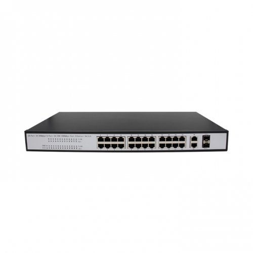 Коммутатор SECTEC ST-PLC24-1000 24 порта 10/100Mbps+2 gigabit+2 SFP UPlink, Rack-mount